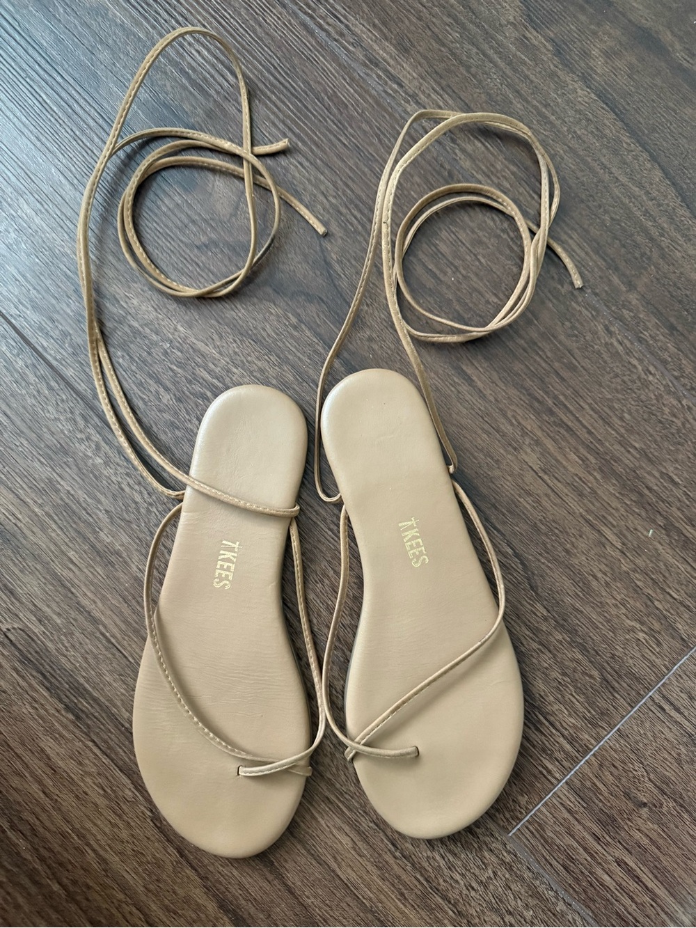 TKEES Lace-Up Flat Sandals in Tan